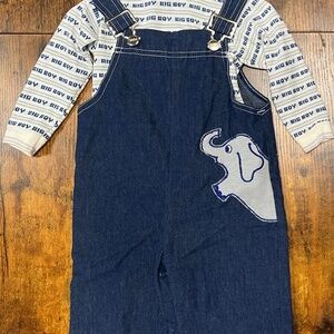 Vintage Carter's denim overalls with big boy sweater size 18 months
